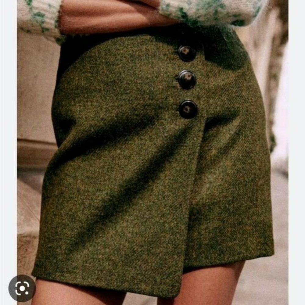 Sezane Green Mini Skirt